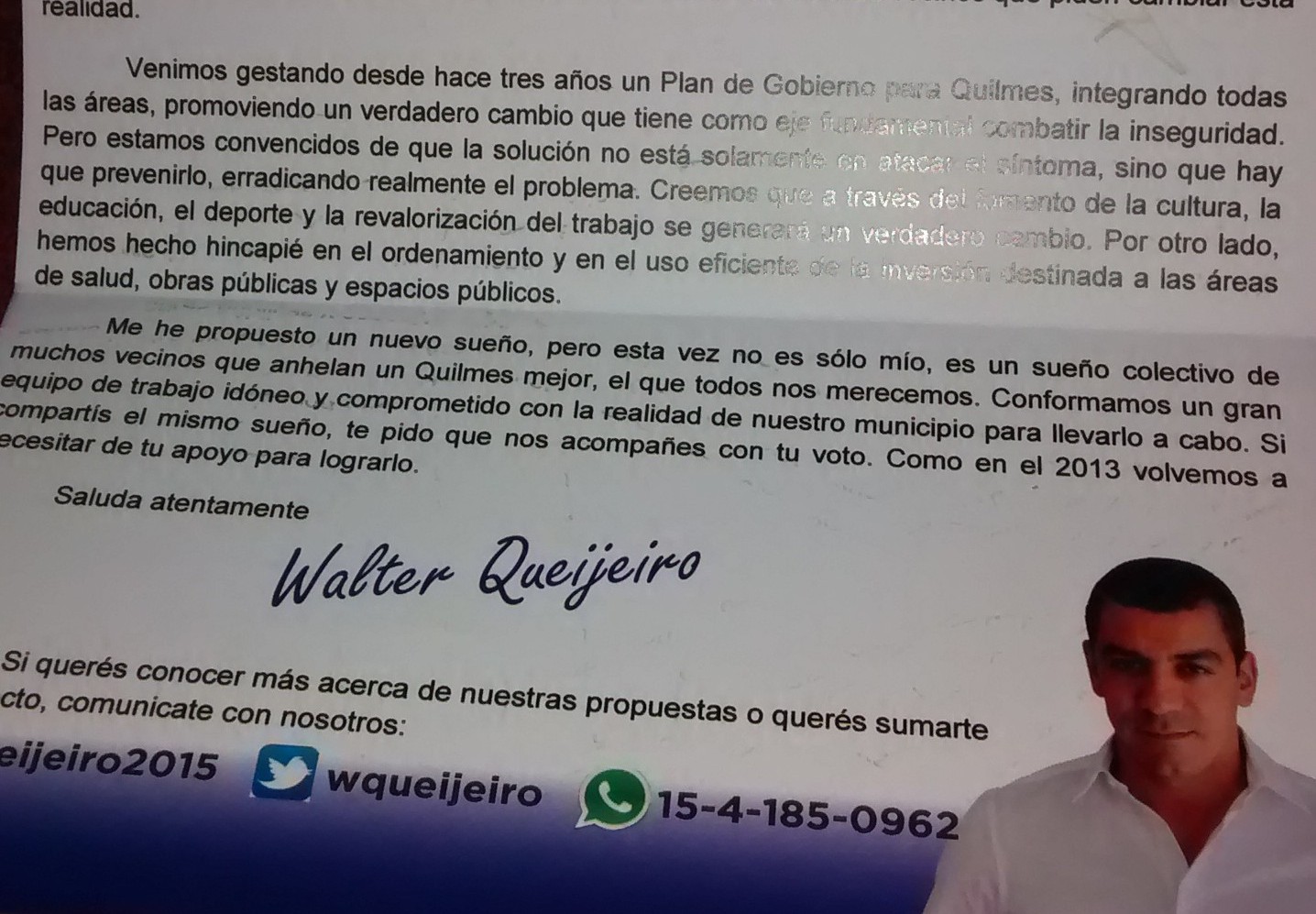 Llegó carta de Queijeiro