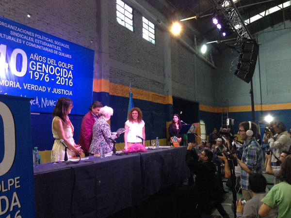 Estela de Carlotto en la presentación del libro sobre su hija en Quilmes