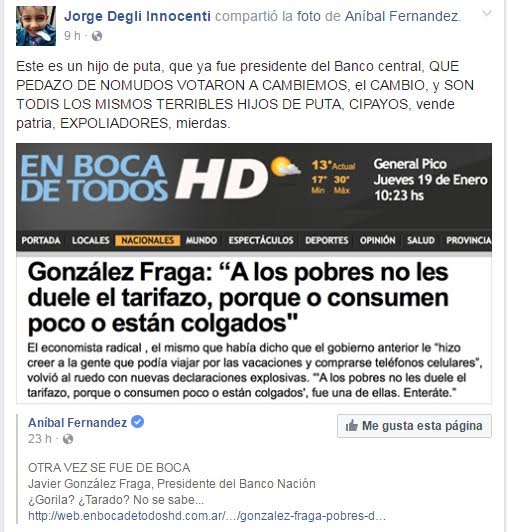 #Avellaneda – Concejal trata de “hijo de puta” a González Fraga