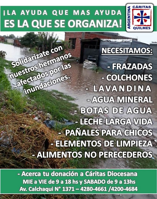 Cáritas realiza una colecta para los afectados por el temporal