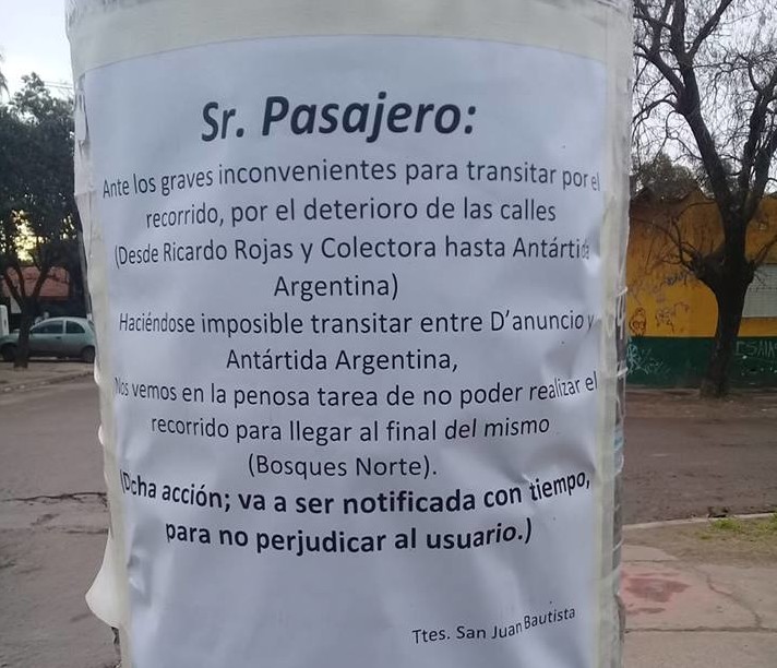 M.O.Q.S.A deja sin servicio a todo un barrio por el mal estado de las calles