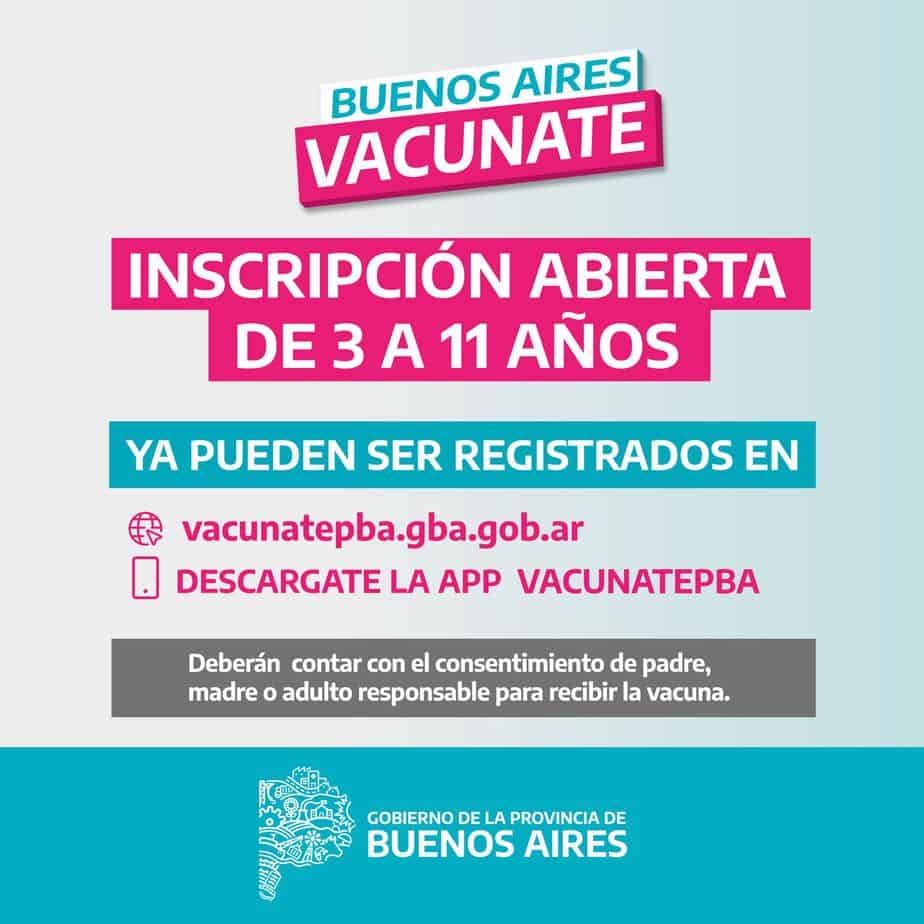 La Provincia abre la inscripción para vacunar a niños y niñas de 3 a 11 años
