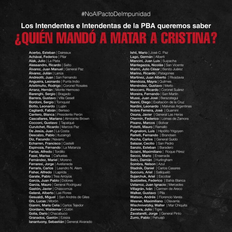 Intendentes apoyaron a CFK en la previa a su declaración en el juicio por el intento de magnicidio